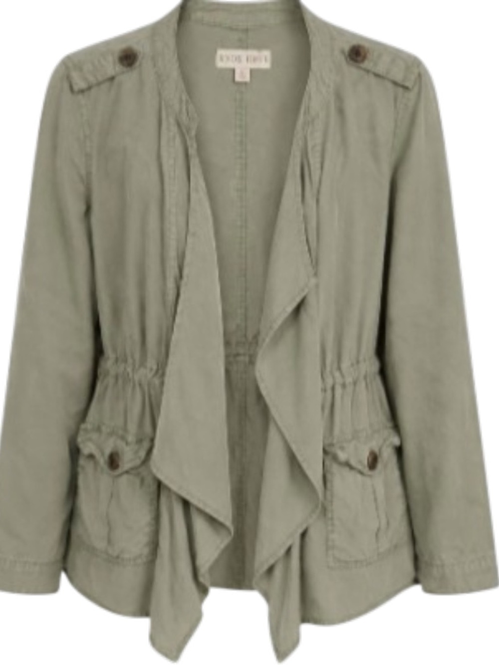 KNOX ROSE WOMENS OLIVE GREEN DRAPED JACKET SIZE L (8-12)